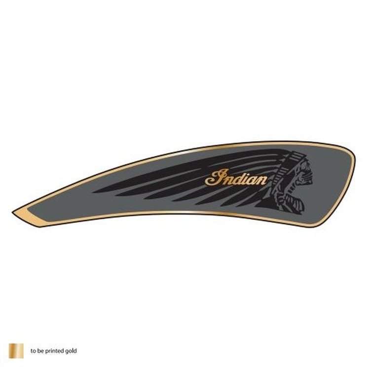 Indian Scout Warbonnet Skull Tank Decal Grey and Gold